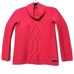 Saint James Pink Cable Knit Cowl Neck Sweater